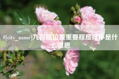 广东九宫格位置重要程度排序是什么意思